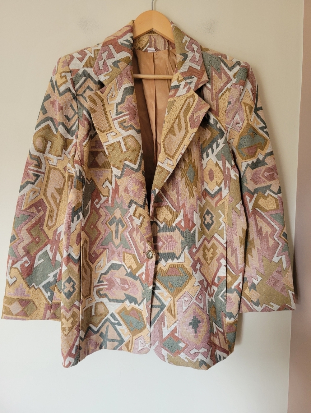 Vintage 90s Women's Oversized Southwestern Tapestry Blazer Jacket Size Large